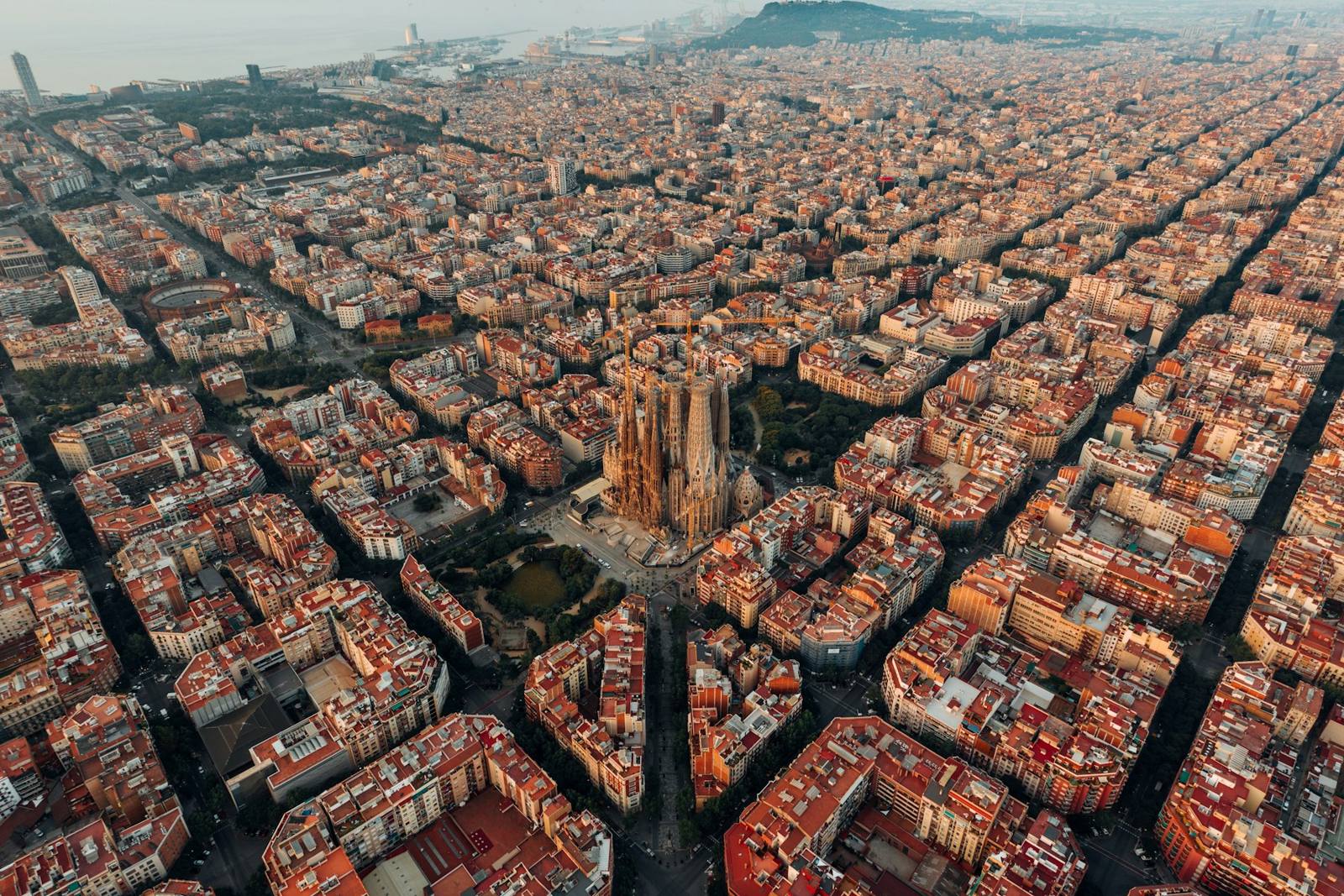 Aerial view of the Eixample district of Barcelona